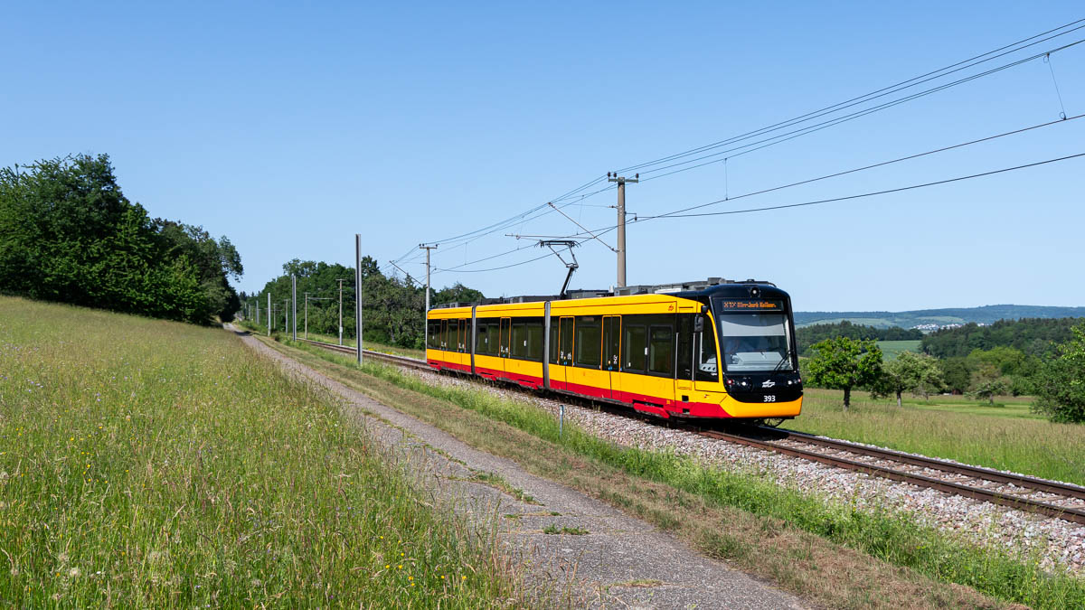 Stadtbahn Karlsruhe: AVG 393 in Ittersbach Bahnhof