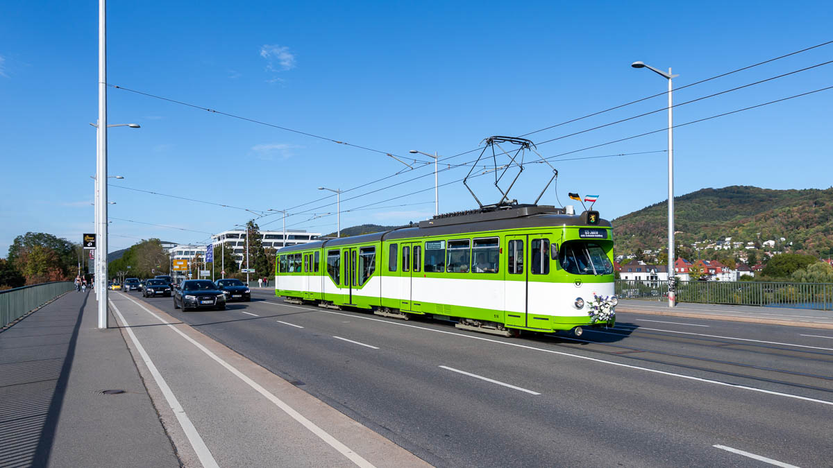 Straßenbahn Rhein-Neckar: MVG 516 in Heidelberg, Ernst-Walz-Brücke